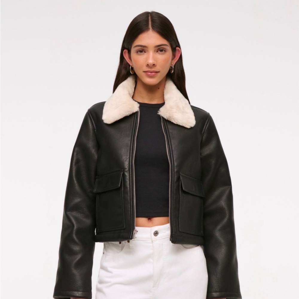Vegan leather trucker jacket
